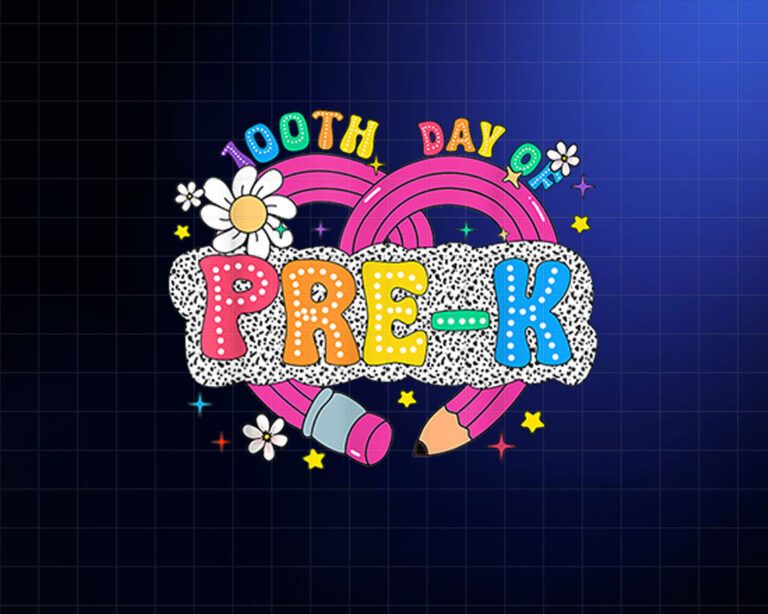 100 Days Of Prek Teacher Pencil 100 Days Smarter Girls Kid Shirt PNG, DTF, DTG, Sublimation Design