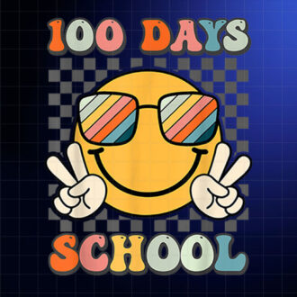 100 Days Of School 100th Day Of School Smile Face Checkered Shirt PNG, DTF, DTG, Sublimation Design