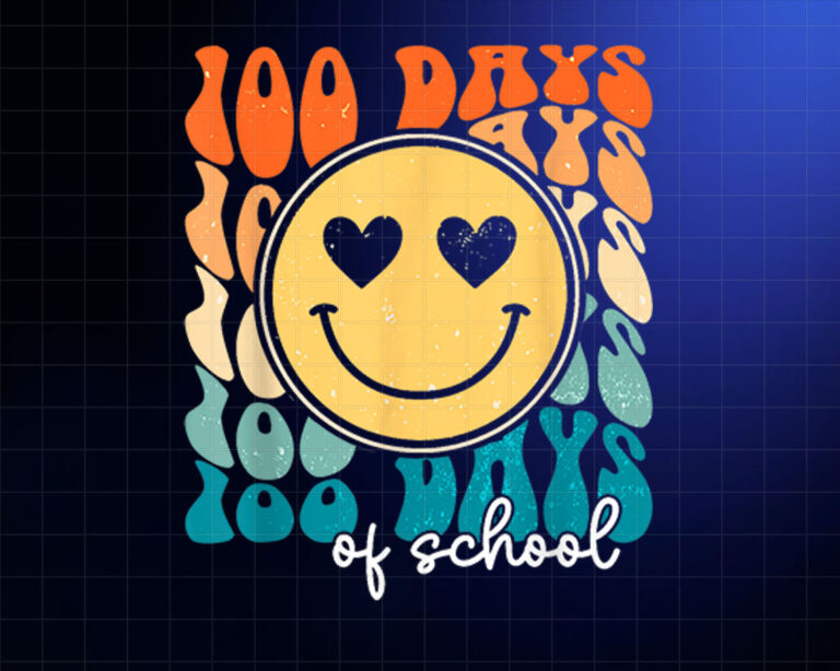 100 Days Of School 100th Day Of School Vintage Smile Face Shirt PNG, DTF, DTG, Sublimation Design