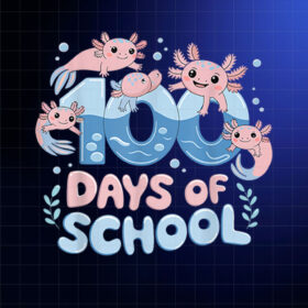 100 Days Of School Axolotl Teacher Kids Boys Girls Shirt PNG, DTF, DTG, Sublimation Design