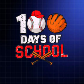 100 Days Of School Baseball 100th Day For Boys Kids Shirt PNG, DTF, DTG, Sublimation Design