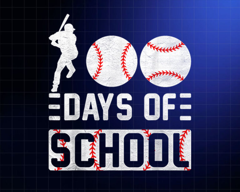 100 Days Of School Baseball 100th Day Of School Baseball Shirt PNG, DTF, DTG, Sublimation Design