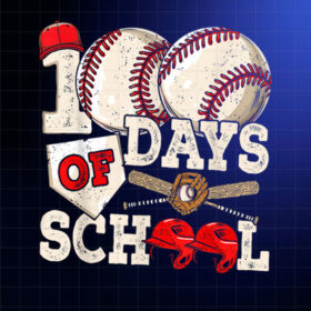 100 Days Of School Baseball 100th Day Of School Kids Teacher Shirt PNG, DTF, DTG, Sublimation Design