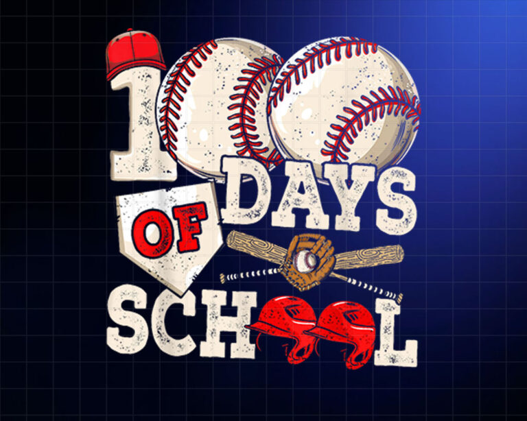 100 Days Of School Baseball 100th Day Of School Kids Teacher Shirt PNG, DTF, DTG, Sublimation Design