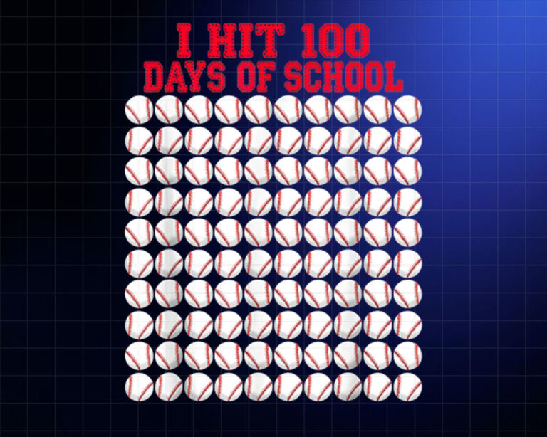 100 Days Of School Baseball 100th Day Of School Shirt PNG, DTF, DTG, Sublimation Design