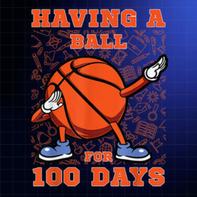 100 Days Of School Basketball 100th Day Balls Kids Boys Shirt PNG, DTF, DTG, Sublimation Design