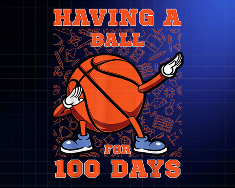 100 Days Of School Basketball 100th Day Balls Kids Boys Shirt PNG, DTF, DTG, Sublimation Design