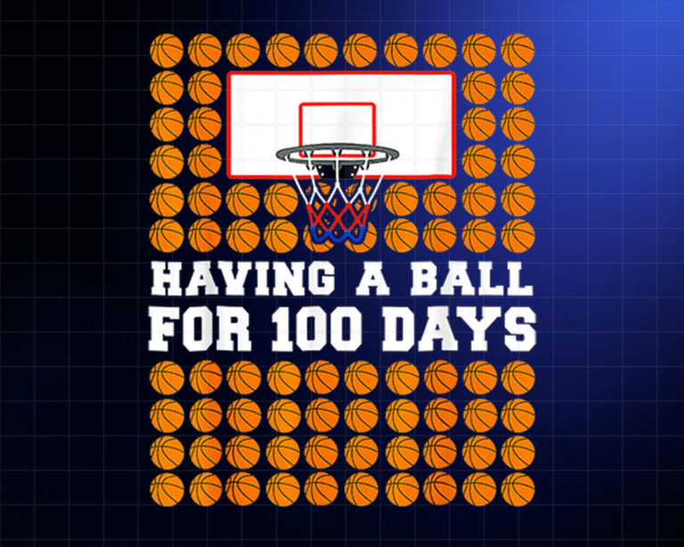 100 Days Of School Basketball 100th Day Balls Shirt PNG, DTF, DTG, Sublimation Design