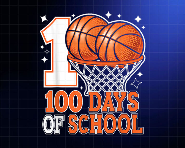 100 Days Of School Basketball 100th Day School Boy Teen Kids Shirt PNG, DTF, DTG, Sublimation Design