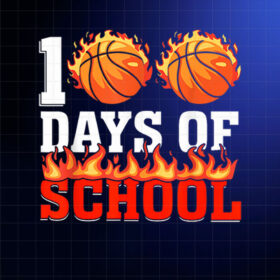 100 Days Of School Basketball 100th Day Student Kids Boys Shirt PNG, DTF, DTG, Sublimation Design