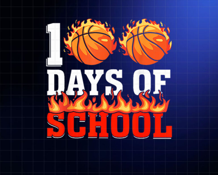 100 Days Of School Basketball 100th Day Student Kids Boys Shirt PNG, DTF, DTG, Sublimation Design