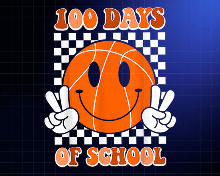 100 Days Of School Basketball Happy 100th Day Of School Shirt PNG, DTF, DTG, Sublimation Design