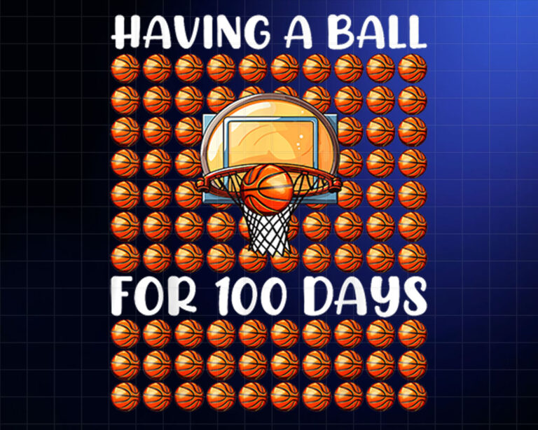 100 Days Of School Basketball Lover 100th Day Balls For Boys Shirt PNG, DTF, DTG, Sublimation Design