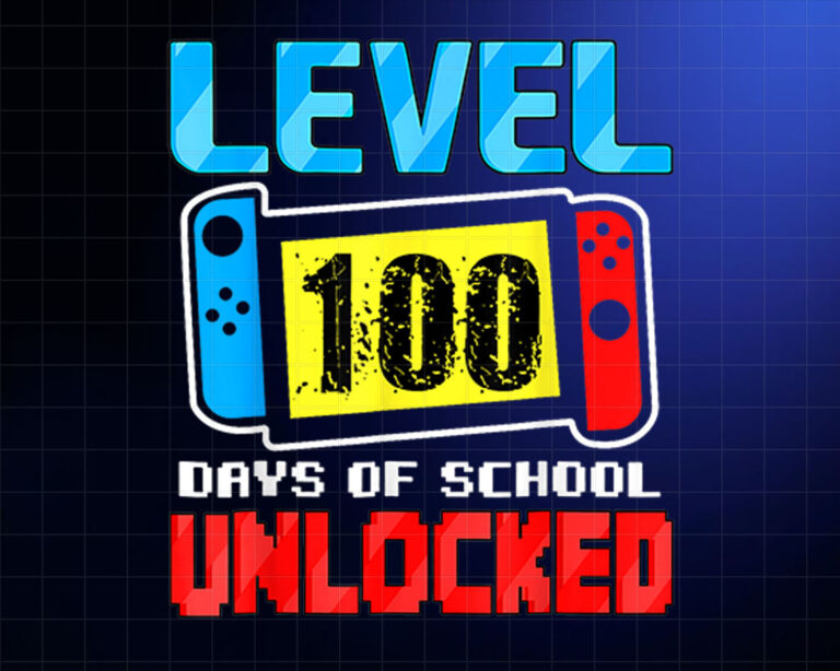 100 Days Of School Boys 100th Day Of School Level Unlocked Shirt PNG, DTF, DTG, Sublimation Design