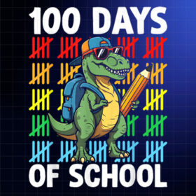 100 Days Of School Boys Kids 100th Day Of School Dino Shirt PNG, DTF, DTG, Sublimation Design