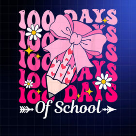 100 Days Of School Coquette Bow 100th Day Of School Girls Shirt PNG, DTF, DTG, Sublimation Design