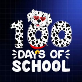 100 Days Of School Cute Dalmatian Dog Kids Boys Girls Shirt PNG, DTF, DTG, Sublimation Design