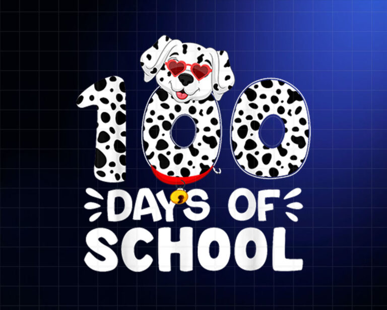 100 Days Of School Cute Dalmatian Dog Kids Boys Girls Shirt PNG, DTF, DTG, Sublimation Design