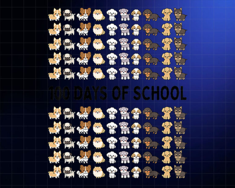 100 Days Of School Cute Dogs Happy 100th Day Of School Shirt PNG, DTF, DTG, Sublimation Design