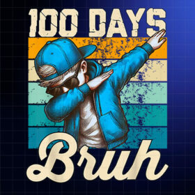 100 Days Of School Dabbing Boy 100 Days Bruh Shirt PNG, DTF, DTG, Sublimation Design