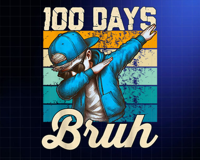 100 Days Of School Dabbing Boy 100 Days Bruh Shirt PNG, DTF, DTG, Sublimation Design
