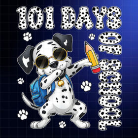 100 Days Of School Dabbing Dalmatian Dog Teachers Boys Kids Shirt PNG, DTF, DTG, Sublimation Design