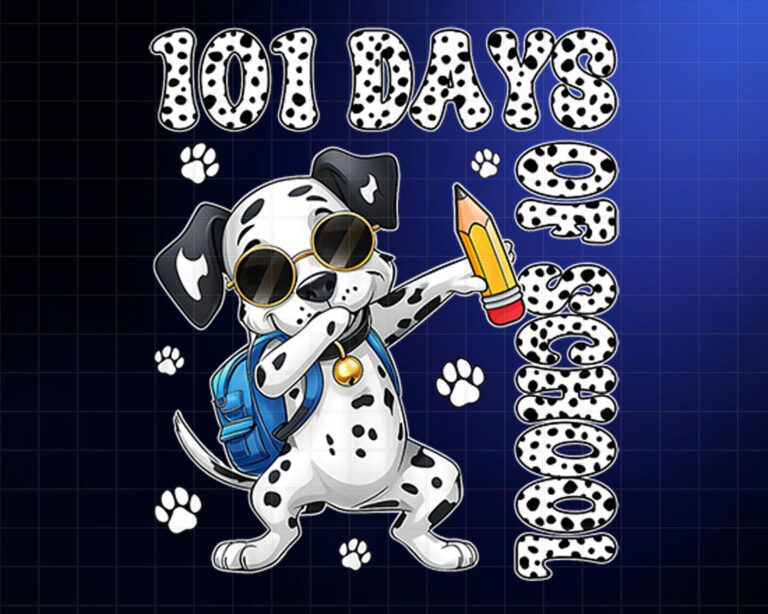 100 Days Of School Dabbing Dalmatian Dog Teachers Boys Kids Shirt PNG, DTF, DTG, Sublimation Design