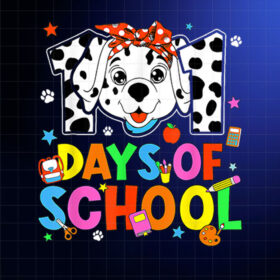 100 Days Of School Dalmatian kids Dog 100th Day Shirt PNG, DTF, DTG, Sublimation Design