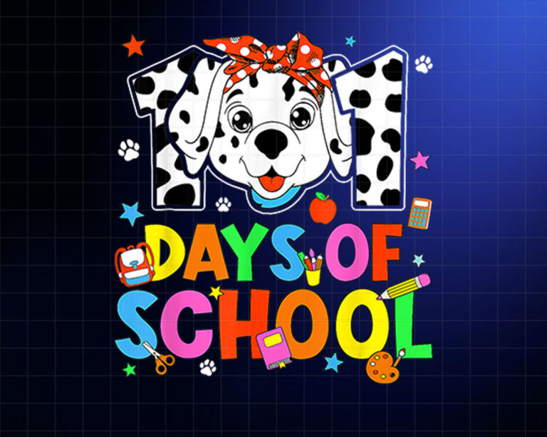 100 Days Of School Dalmatian kids Dog 100th Day Shirt PNG, DTF, DTG, Sublimation Design
