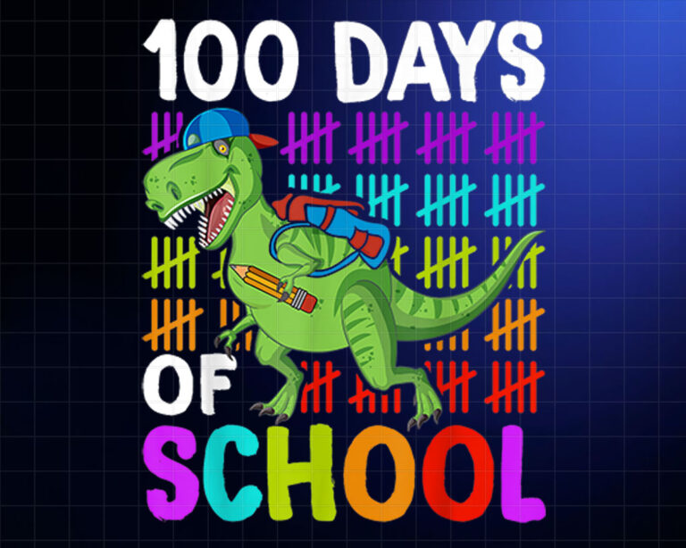 100 Days Of School Dinosaur T Rex Boys Kids 100th Day Dino Shirt PNG, DTF, DTG, Sublimation Design