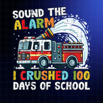100 Days Of School Fire Truck 100th Day Toddler Boys Kids Shirt PNG, DTF, DTG, Sublimation Design