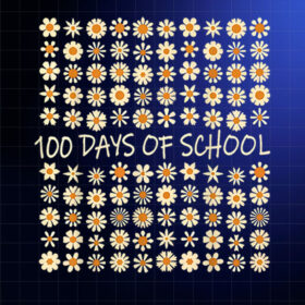 100 Days Of School Flowers Cute 100th Day Girls Kids Shirt PNG, DTF, DTG, Sublimation Design