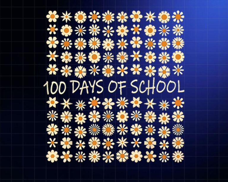 100 Days Of School Flowers Cute 100th Day Girls Kids Shirt PNG, DTF, DTG, Sublimation Design
