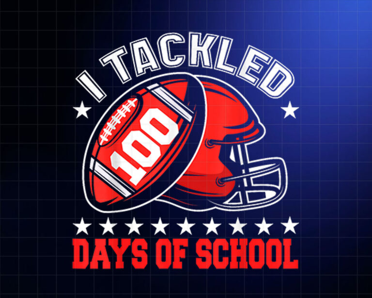 100 Days Of School Football I Tackled 100 Days Of School Shirt PNG, DTF, DTG, Sublimation Design