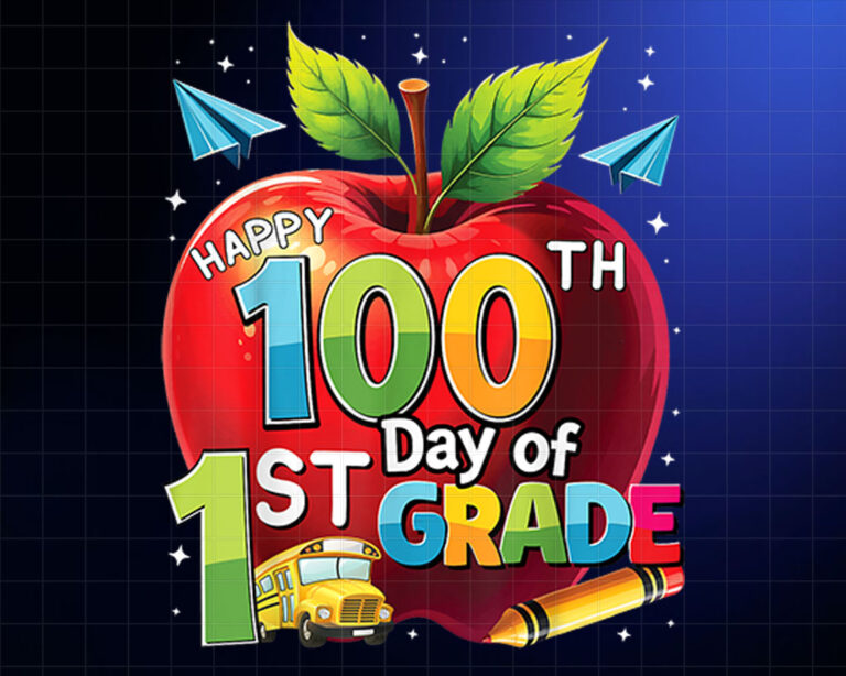 100 Days Of School Happy 100th Day of 1st Grade Teacher Shirt PNG, DTF, DTG, Sublimation Design