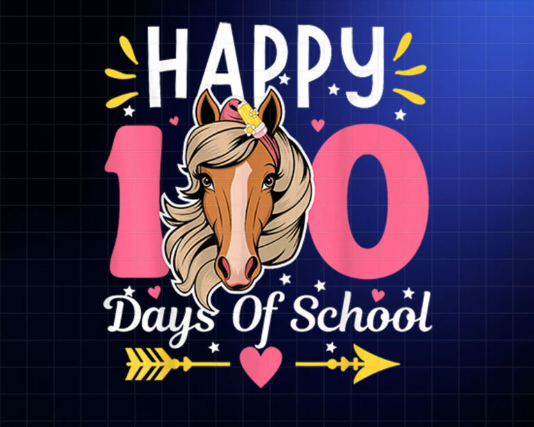 100 Days Of School Horse 100th Day Smarter Teacher Kids Shirt PNG, DTF, DTG, Sublimation Design