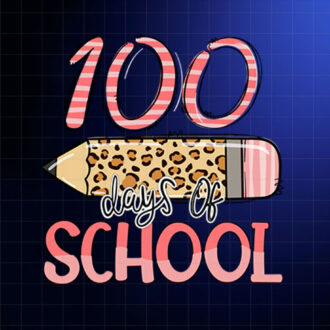 100 Days Of School Leopard Teacher Kids 100th Day Of School  Shirt PNG, DTF, DTG, Sublimation Design