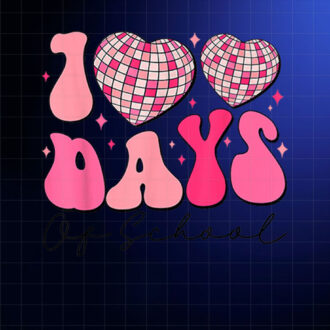 100 Days Of School Pink Disco Hearts 100th Day Of School Shirt PNG, DTF, DTG, Sublimation Design