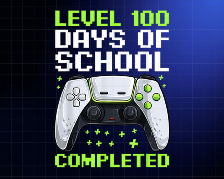 100 Days Of School Shirt For Boys Level Completed Gamer Shirt PNG, DTF, DTG, Sublimation Design