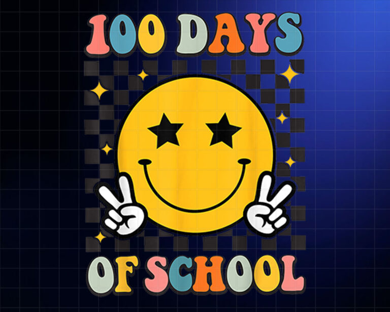 100 Days Of School Smile Face Happy 100th Day Of School Shirt PNG, DTF, DTG, Sublimation Design