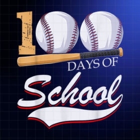 100 Days Of School Sports Game Baseball Player Student Shirt PNG, DTF, DTG, Sublimation Design