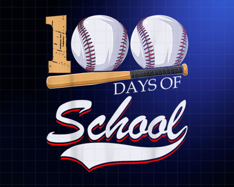 100 Days Of School Sports Game Baseball Player Student Shirt PNG, DTF, DTG, Sublimation Design