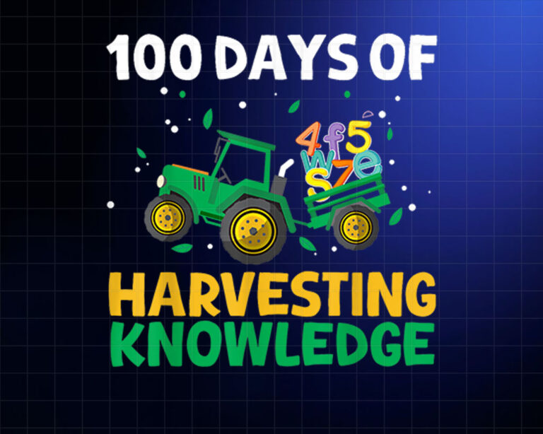 100 Days Of School Tractor Farming 100th Day Farmer Boys Shirt PNG, DTF, DTG, Sublimation Design