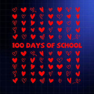 100 Days Of Shool Valentine Heart Love 100th Day Of School Shirt PNG, DTF, DTG, Sublimation Design