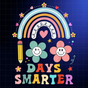 100 Days Of school 100th day smarter Rainbow Teacher Kids Shirt PNG, DTF, DTG, Sublimation Design