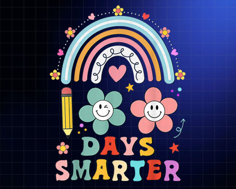 100 Days Of school 100th day smarter Rainbow Teacher Kids Shirt PNG, DTF, DTG, Sublimation Design