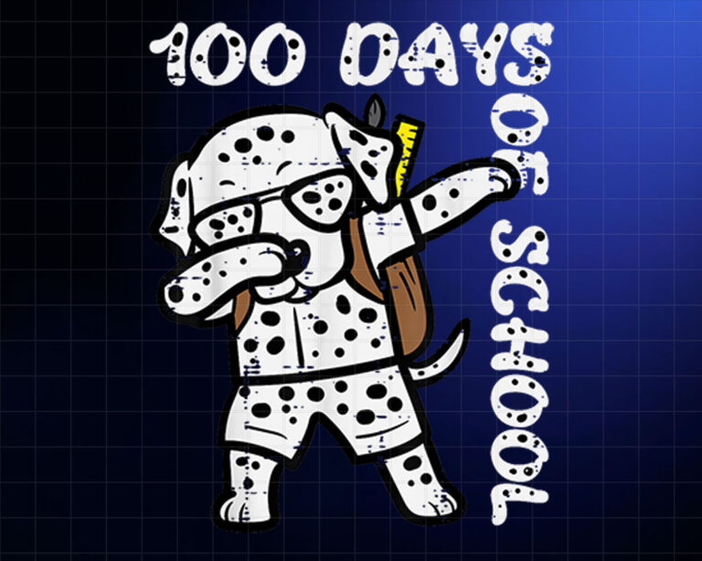100 Days School Dalmatian Dog Dab 100th Day Boys Girls Kids Shirt PNG, DTF, DTG, Sublimation Design