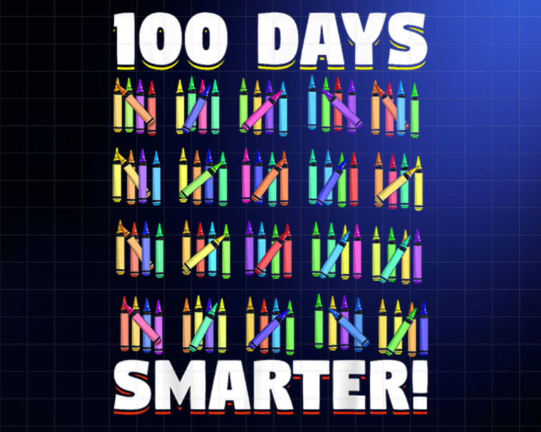 100 Days Smarter Crayons Student Gift 100 Days Of School Shirt PNG, DTF, DTG, Sublimation Design