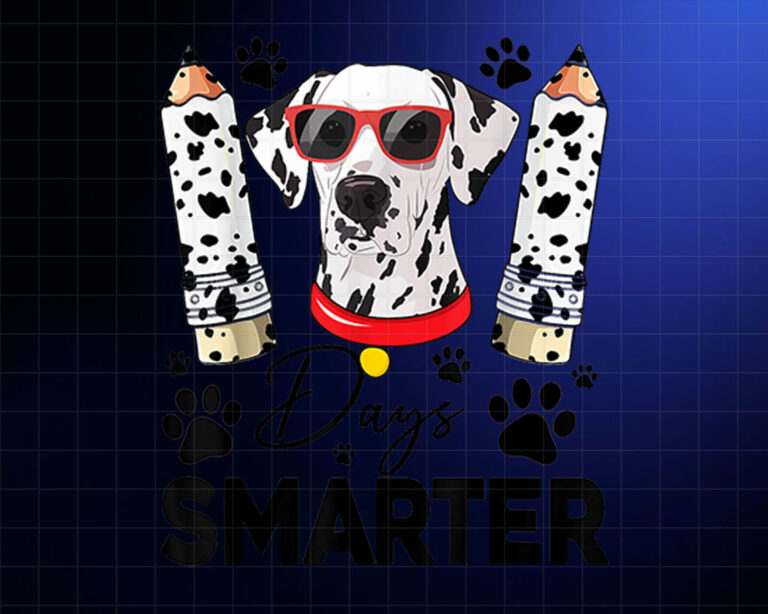 100 Days Smarter Dalmatian Dog 100 Days Of School Kids Boys Shirt PNG, DTF, DTG, Sublimation Design
