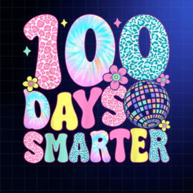 100 Days Smarter Happy 100th Day Of School Kids Boys Girls Shirt PNG, DTF, DTG, Sublimation Design